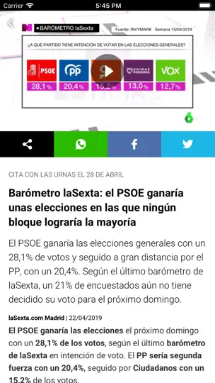 Captura de pantalla de LaSexta | Noticias En Directo en iPhone 6