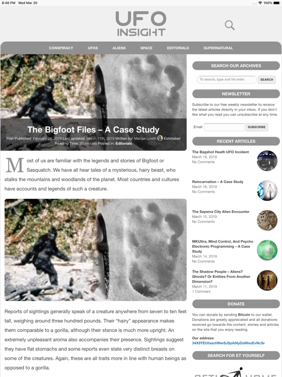 UFO Insight iPad screenshot 5 - News app
