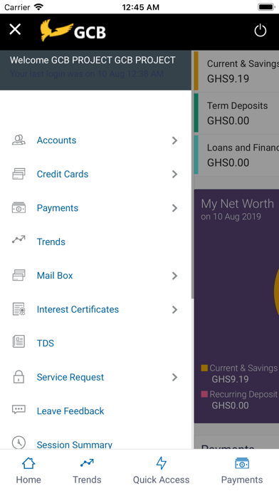 GCB Corporate Banking App Screenshot