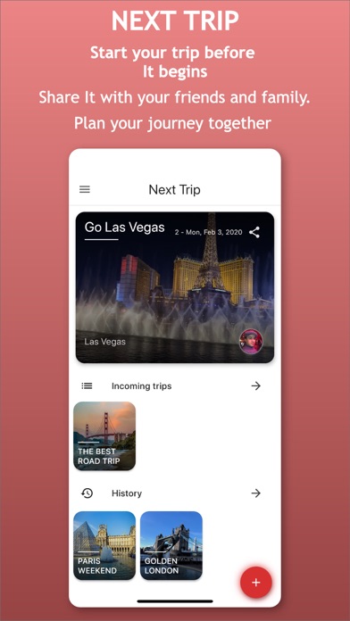 Next Trip Planner app screenshot