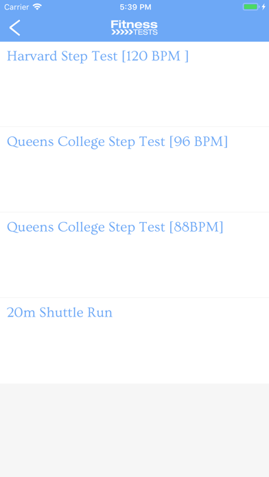 Fitness Tests Screenshot