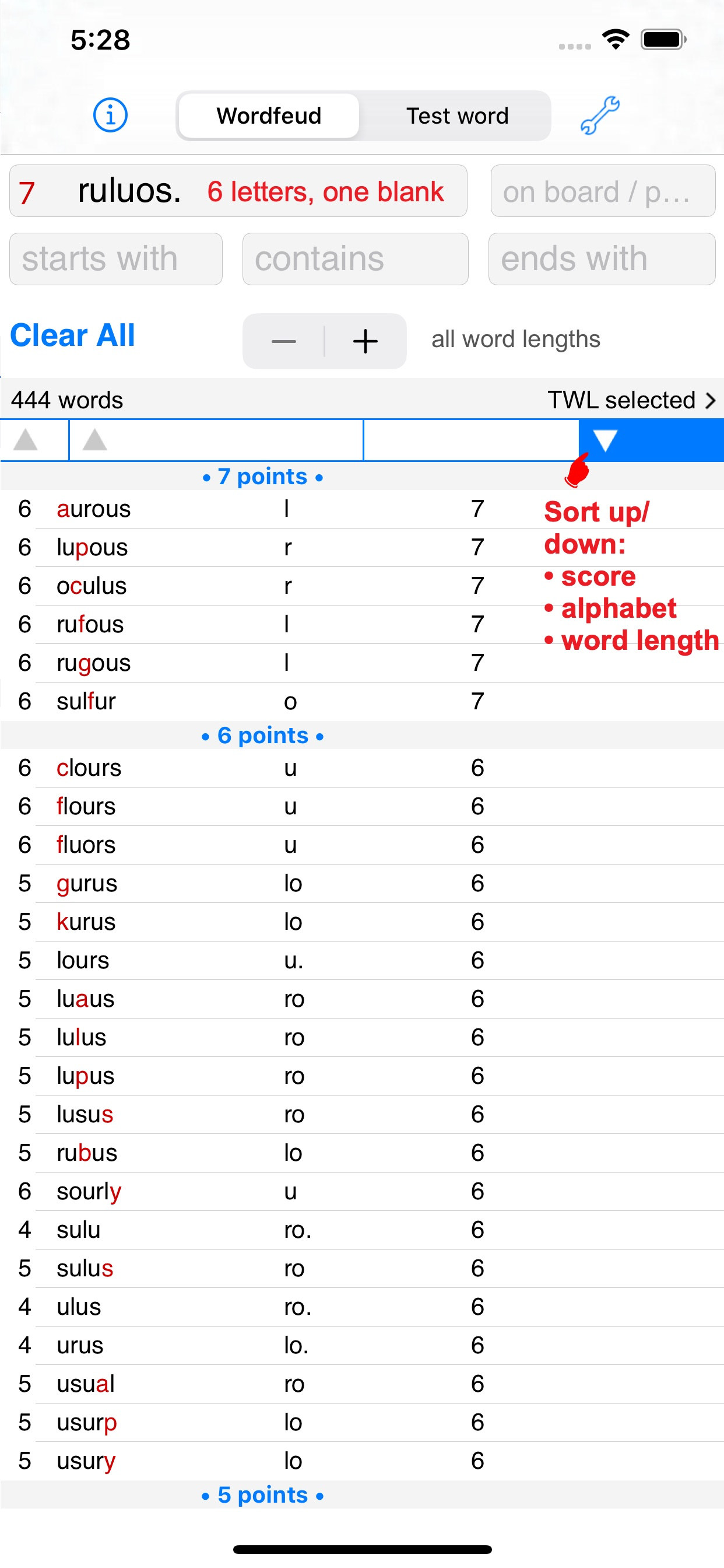 Words Finder Wordfeud/TWL