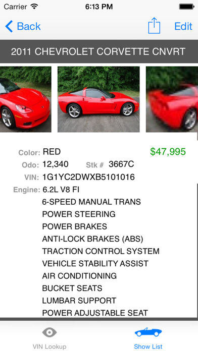 VIN Inventory Screenshot
