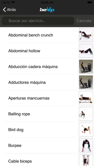 Captura de pantalla de BeUp en iPhone 3