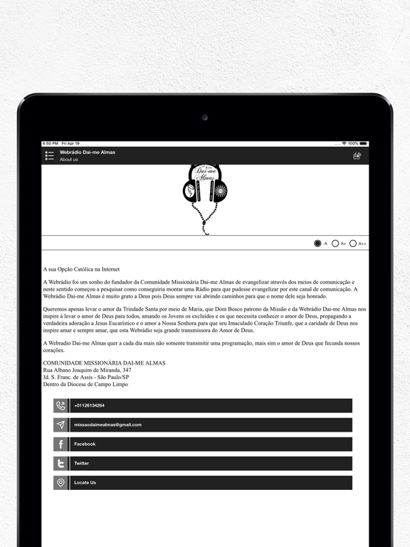 Webrádio Dai-me Almas iPad screenshot 4 - Music app