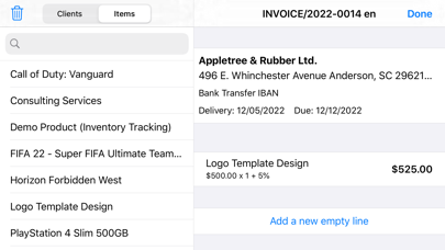 Native Invoice Screenshot