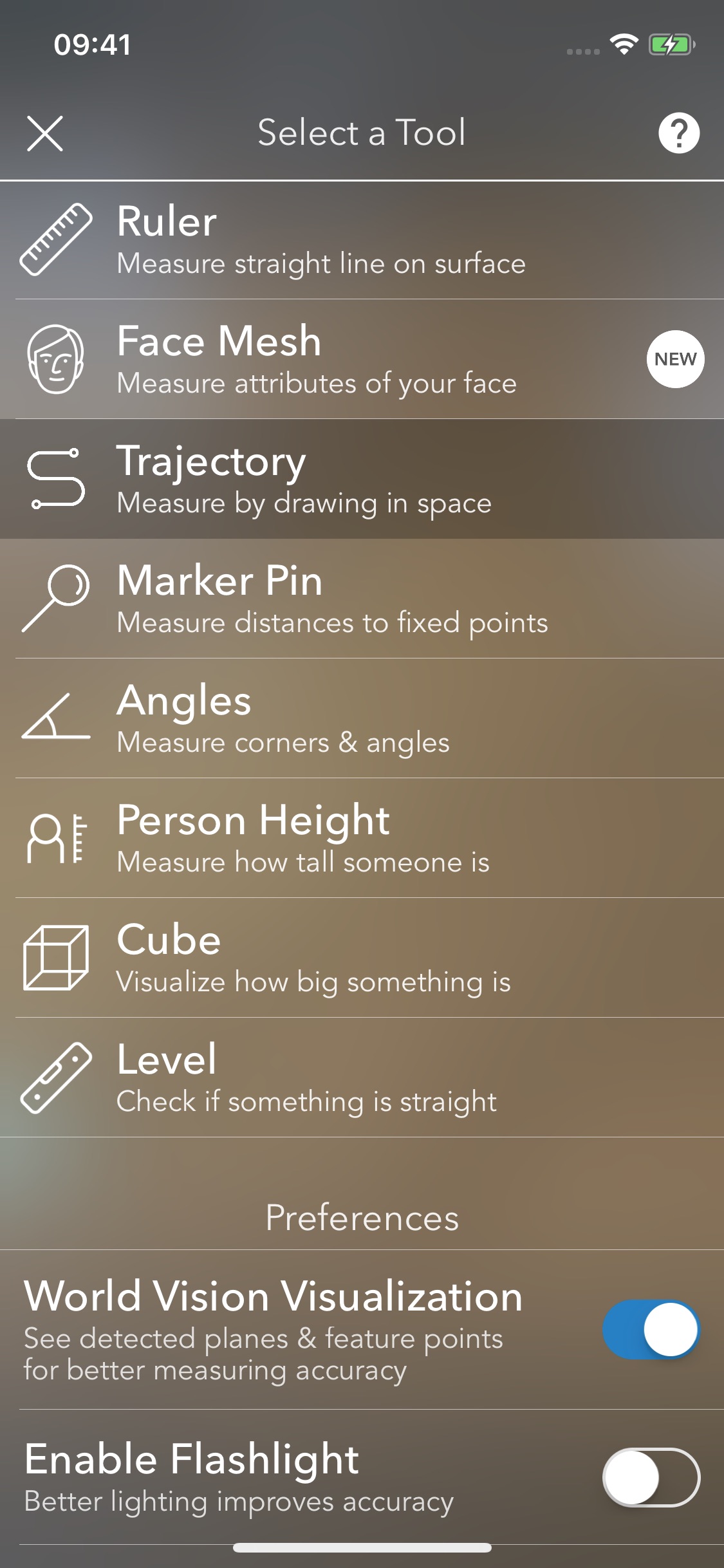 Screenshot do app MeasureKit - AR Ruler Tape