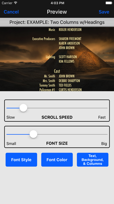 Screenshot #2 pour Scrolling Credits Pro