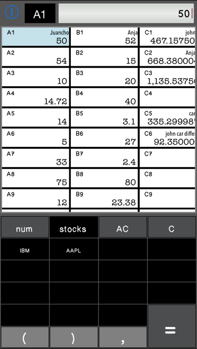 Calculator  SpreadSheet Screenshot