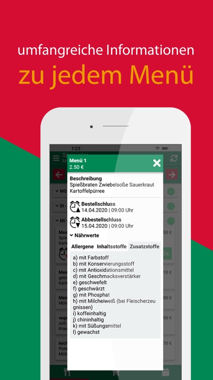 Kinderland Halle Menü