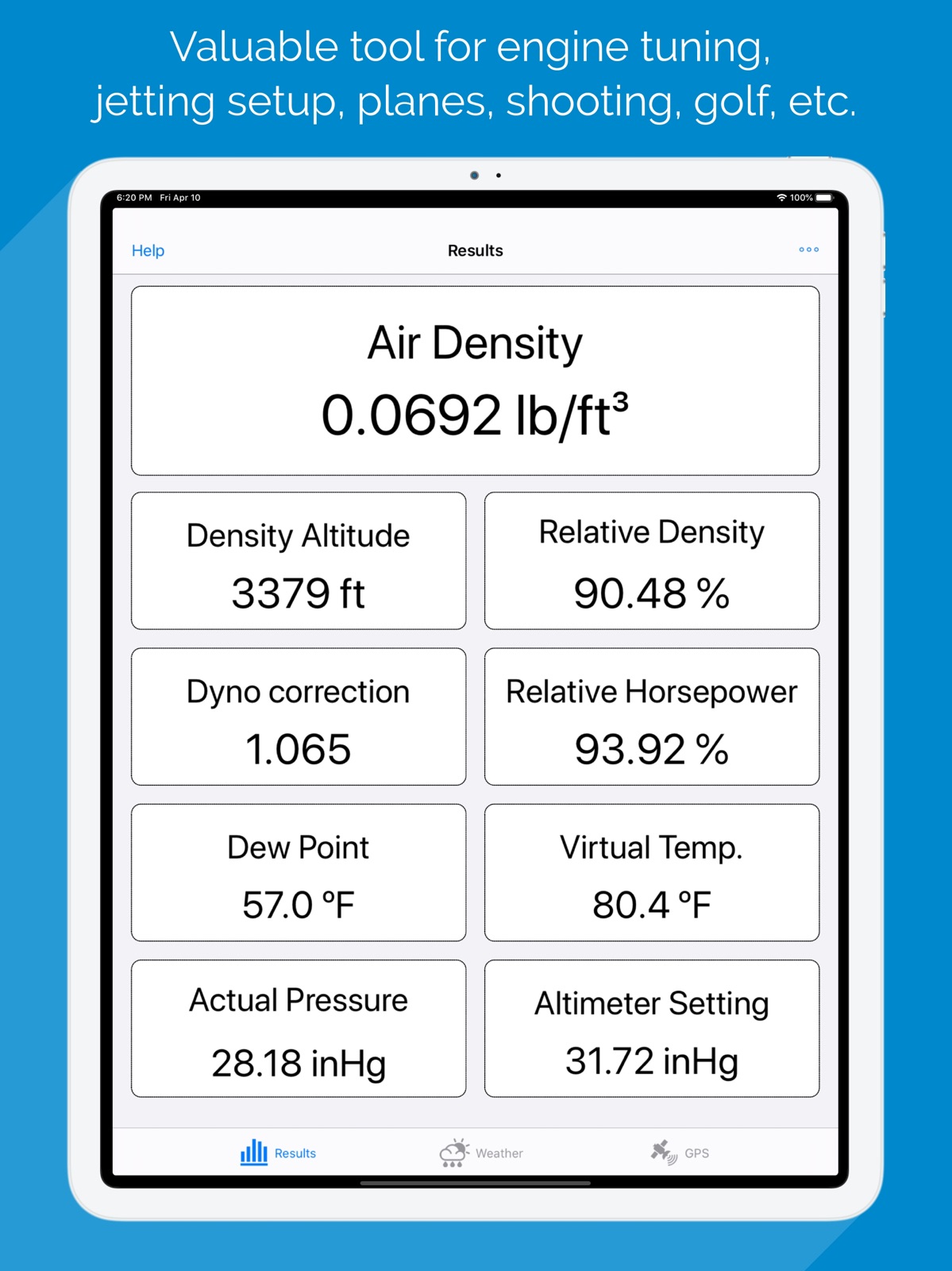 Air Density & RAD meter PRO ipad screenshot 1