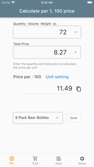 Price Per100 Calculator screenshot 1
