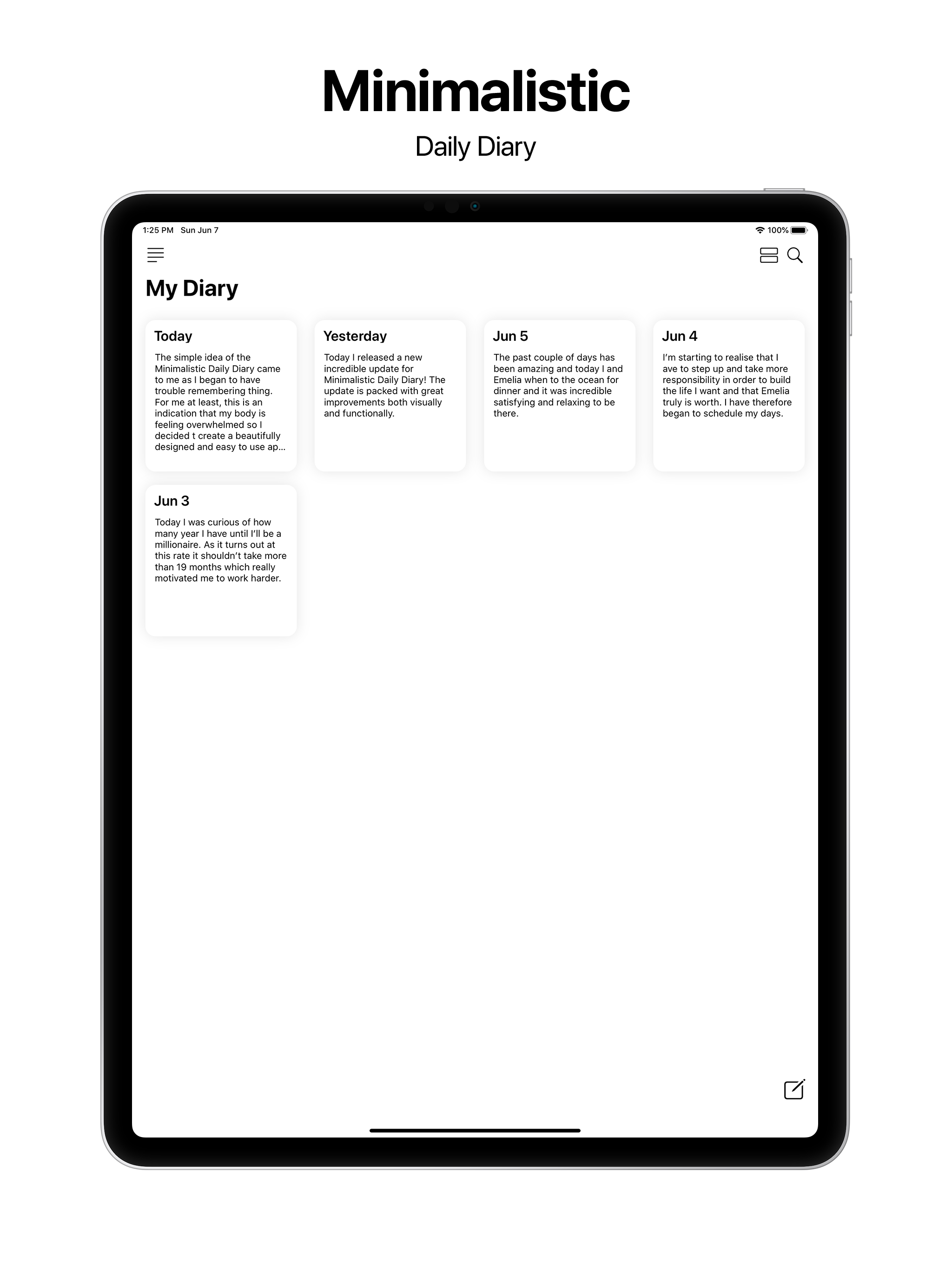 Minimalistic Daily Diary