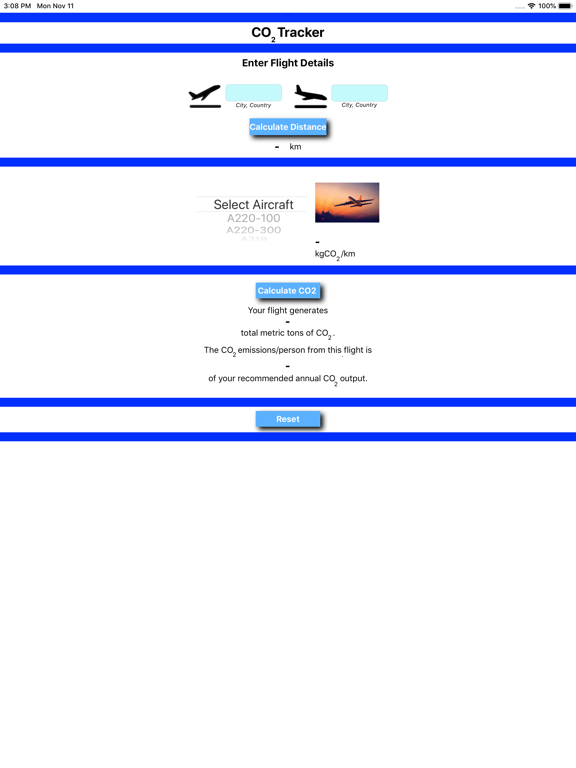 CO2 Tracker iPad screenshot 1 - Travel app