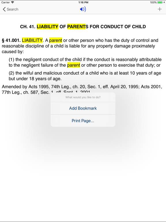 TX Family Code 2026 iPad screenshot 4 - Reference app