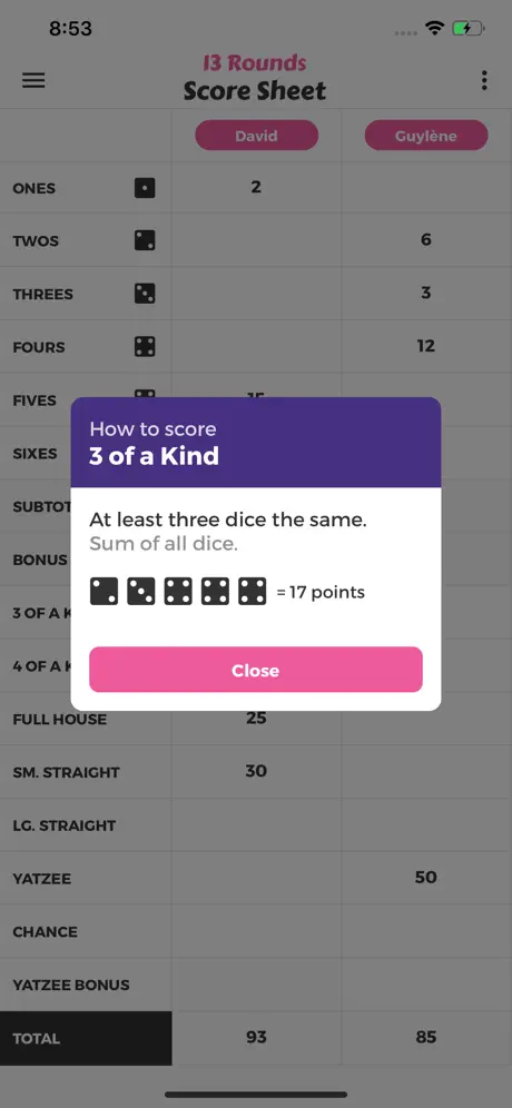 13 Rounds Score Sheet