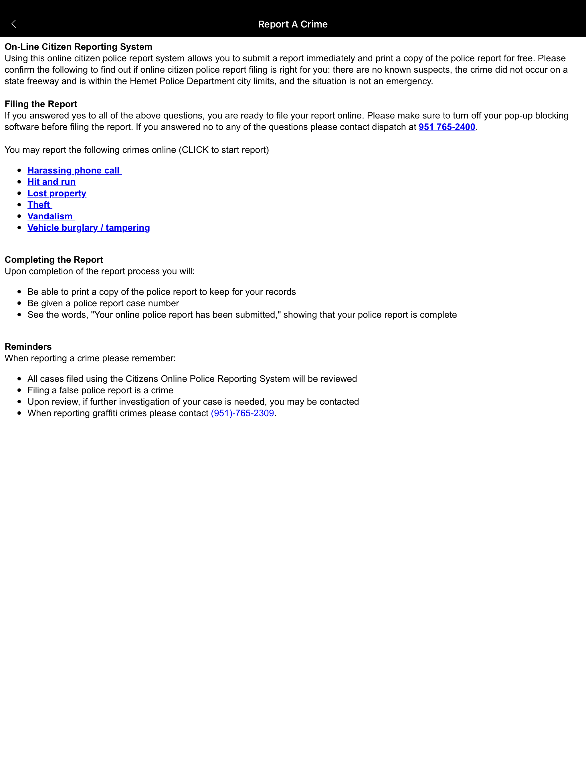 Hemet Police Department screenshot 4