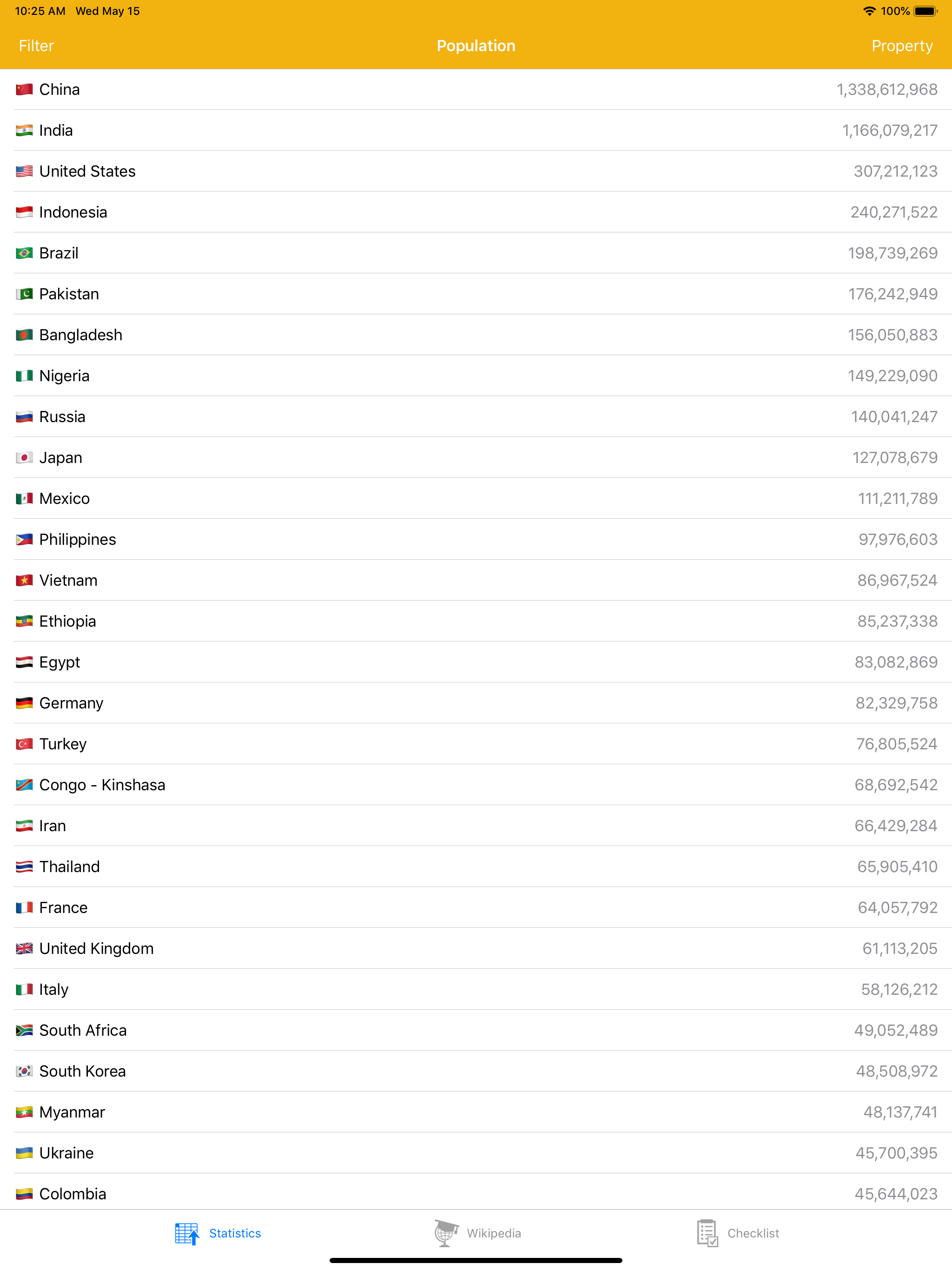 List of Countries - Atlas App