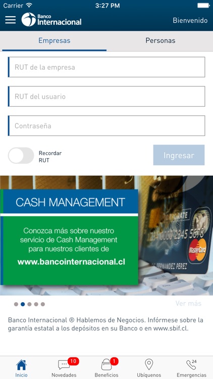 Banca Móvil-Bco. Internacional