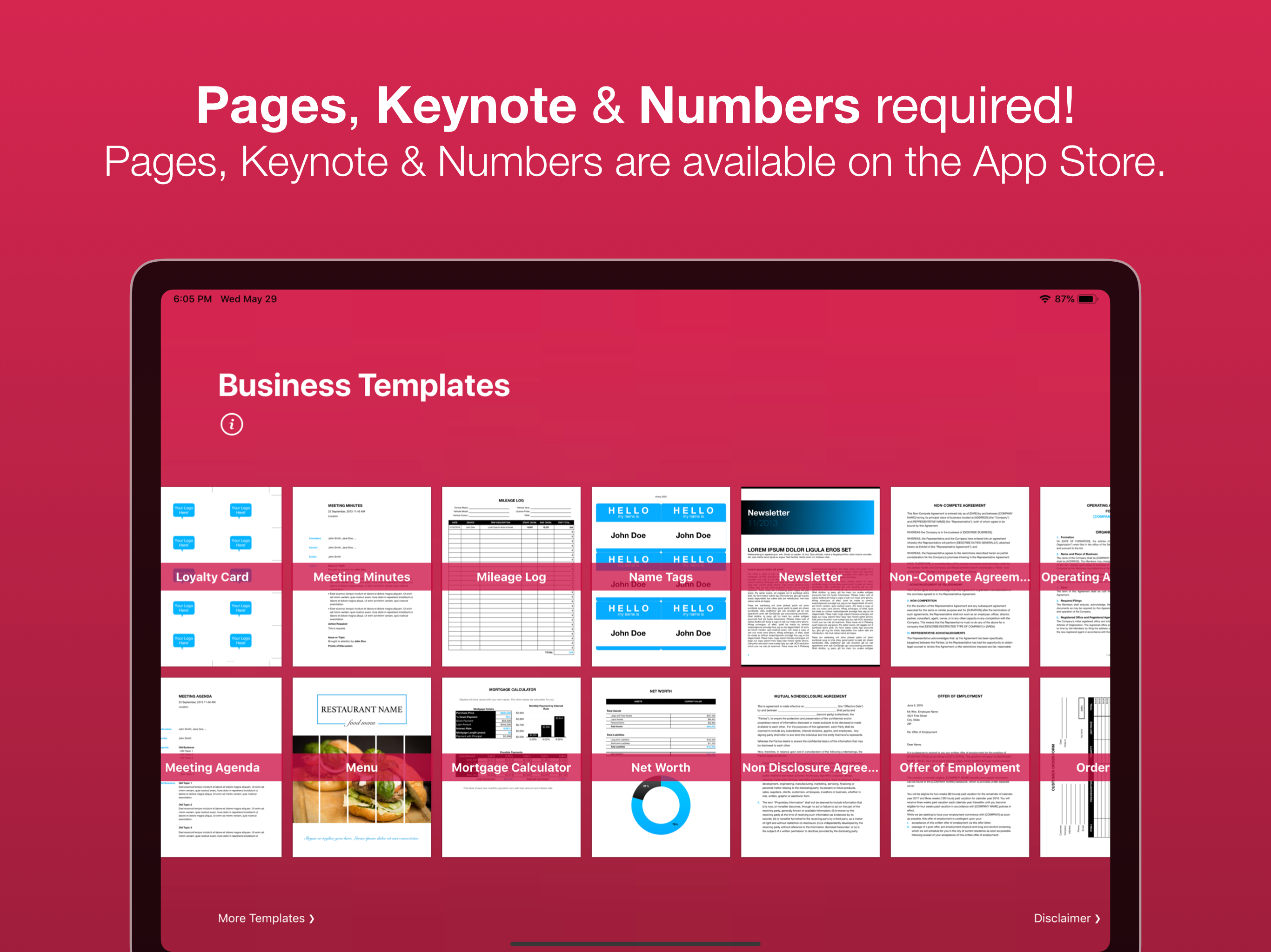 Business Templates for Pages