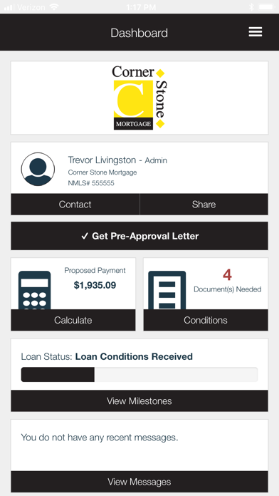 CornerStone Mortgage Services Screenshot
