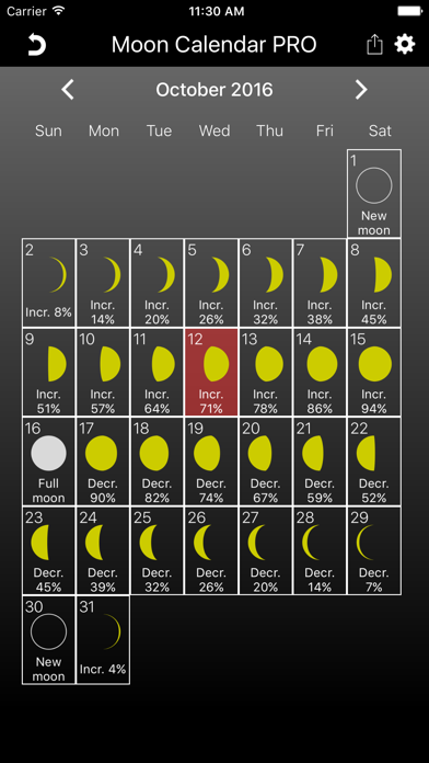 The Moon Calendar PRO Screenshot