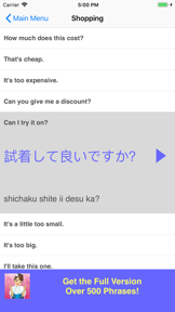 Speak Japanese Phrasebook Lite screenshot