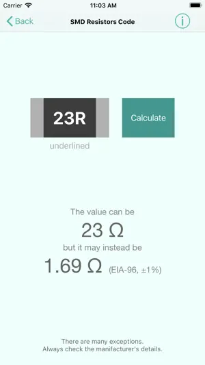 Resistor, Capacitor color code screenshot 3