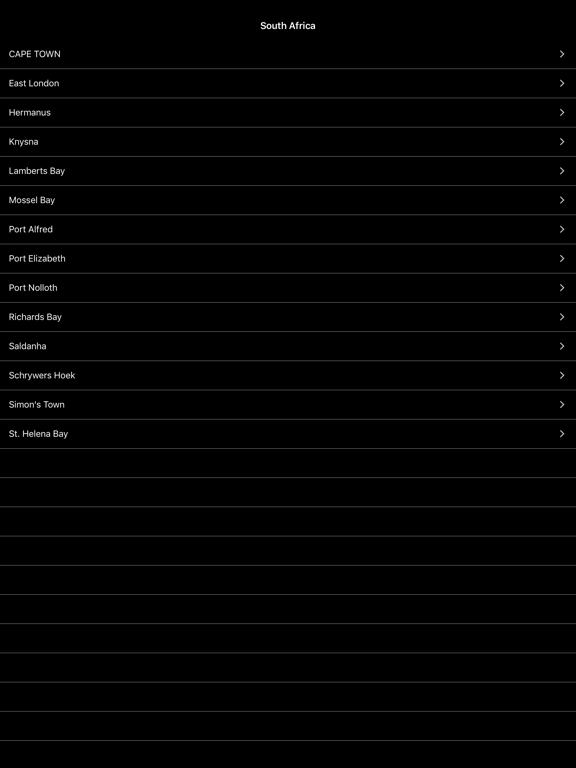 South Africa Tides iPad screenshot 4 - Navigation app