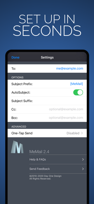 MeMail - Email yourself fast! Screenshot