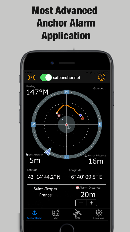 #5. SafeAnchor.Net Anchor Alarm (iOS) By: Barkin Takmaz