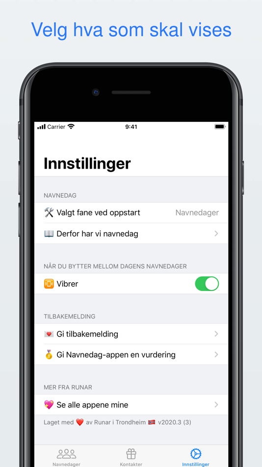 #5. Navnedag (iOS) Podle: Runar Ovesen Hjerpbakk