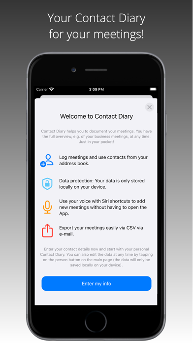 Contact Diary - Meetings Log Screenshot
