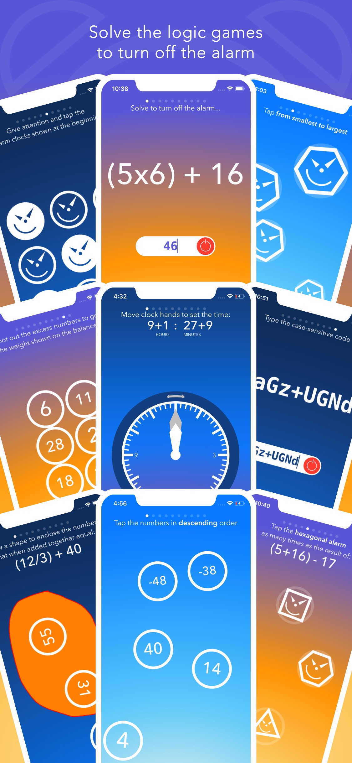 Screenshot do app FreakyAlarm — Games & Barcodes