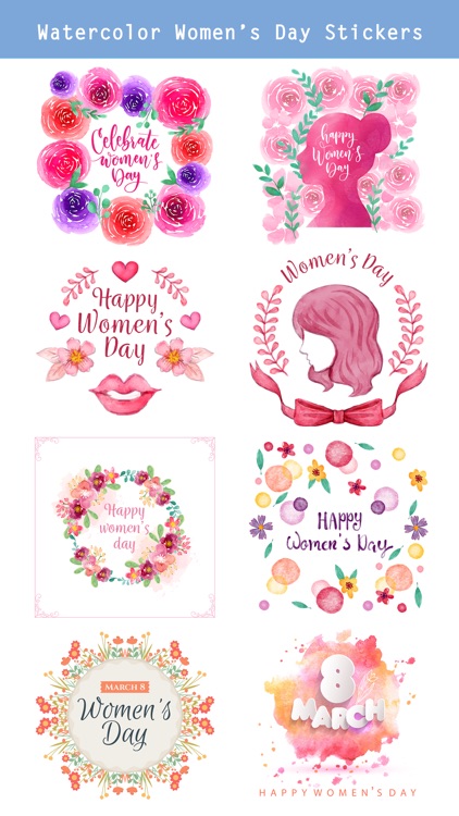 Happy Women's Day Stickers Set