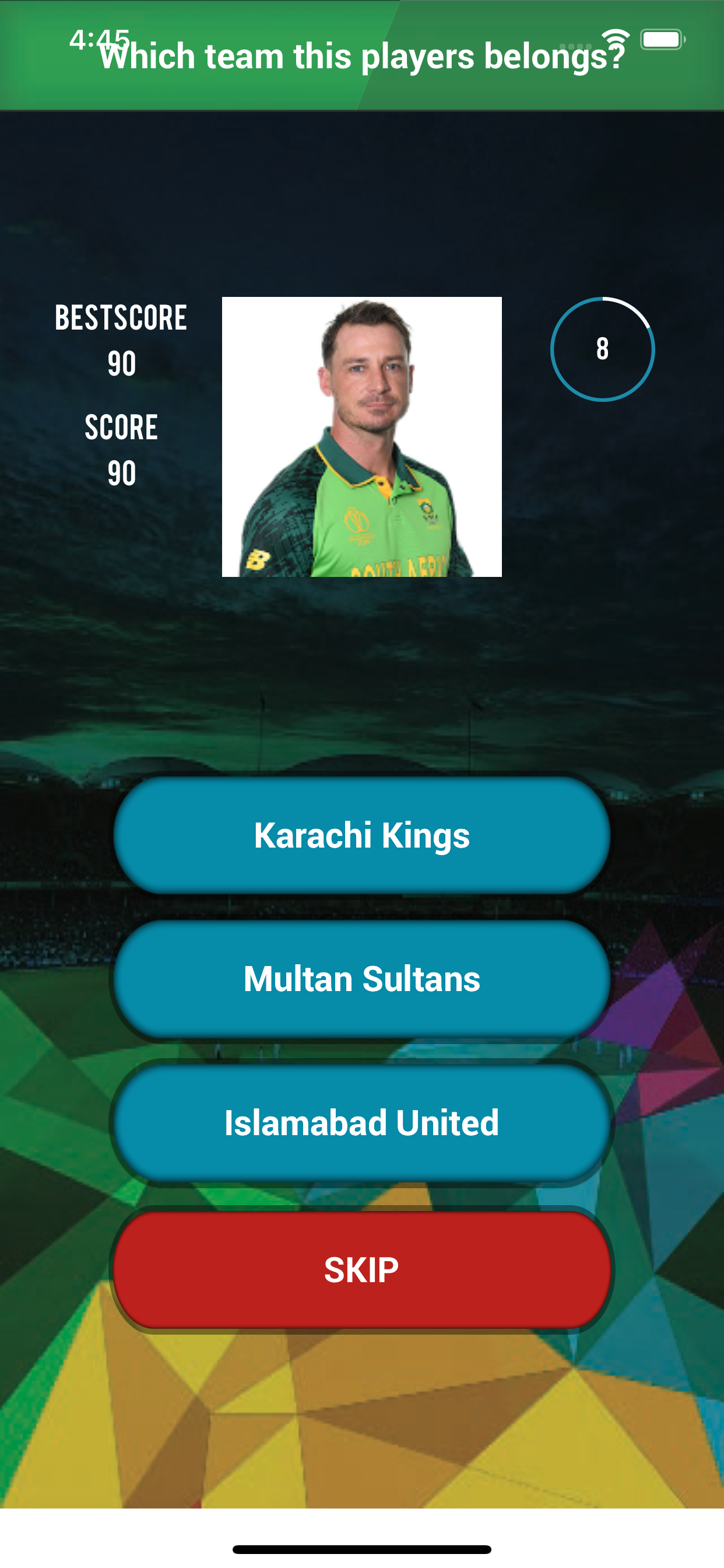 Cricket Player Team - PSL Quiz