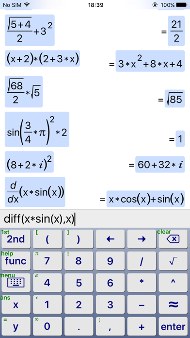 Screenshot #1 pour SymCalc - Symbolic Calculator