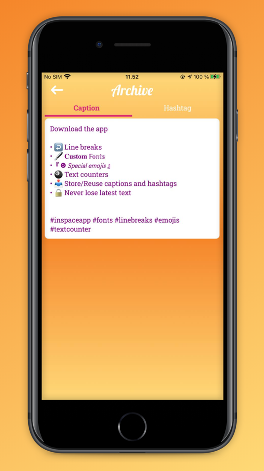 #9. InSpace: caption for Instagram (iOS) Podle: Stefano Ventrudo