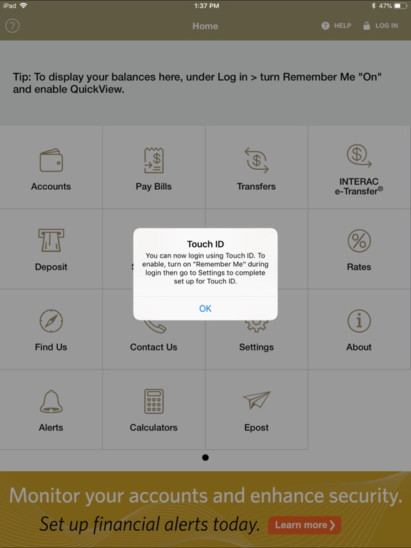 BlueShore Financial Mobile iPad screenshot 1 - Finance app