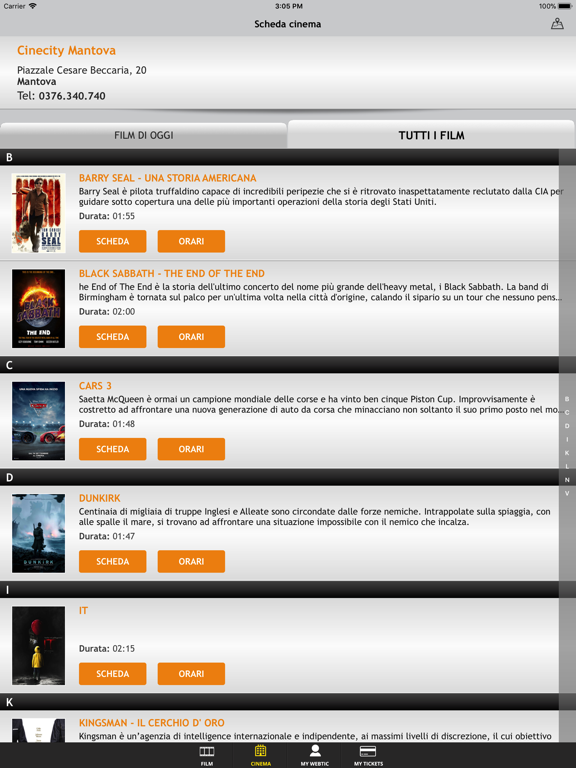 Screenshot #4 pour Webtic Cinecity Mantova Cinema