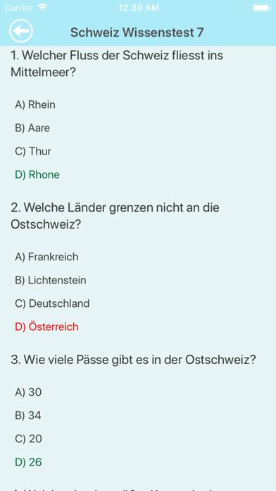 Die Schweiz Testfragen Screenshot