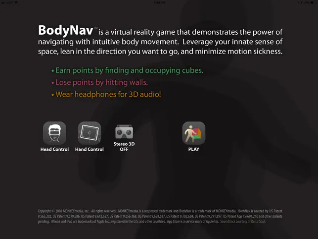 BodyNav, game for IOS