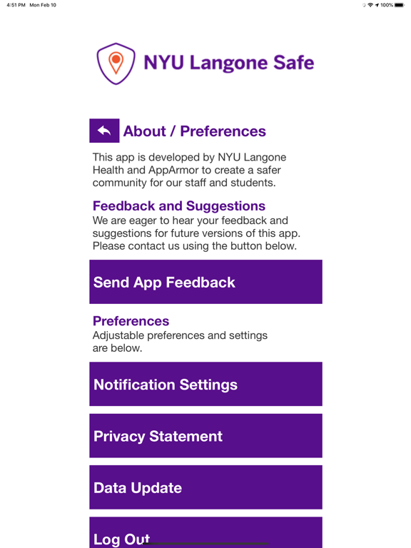 NYU Langone Safe iPad screenshot