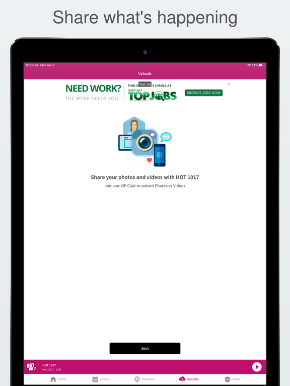 HOT 1017 iPad screenshot 4 - Music app