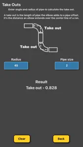 Pipe takeout calculator screenshot #1 for iPhone