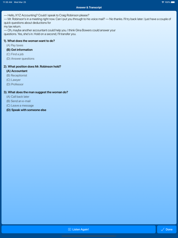 Listening for the TOEIC ® Test iPad screenshot 7 - Education app