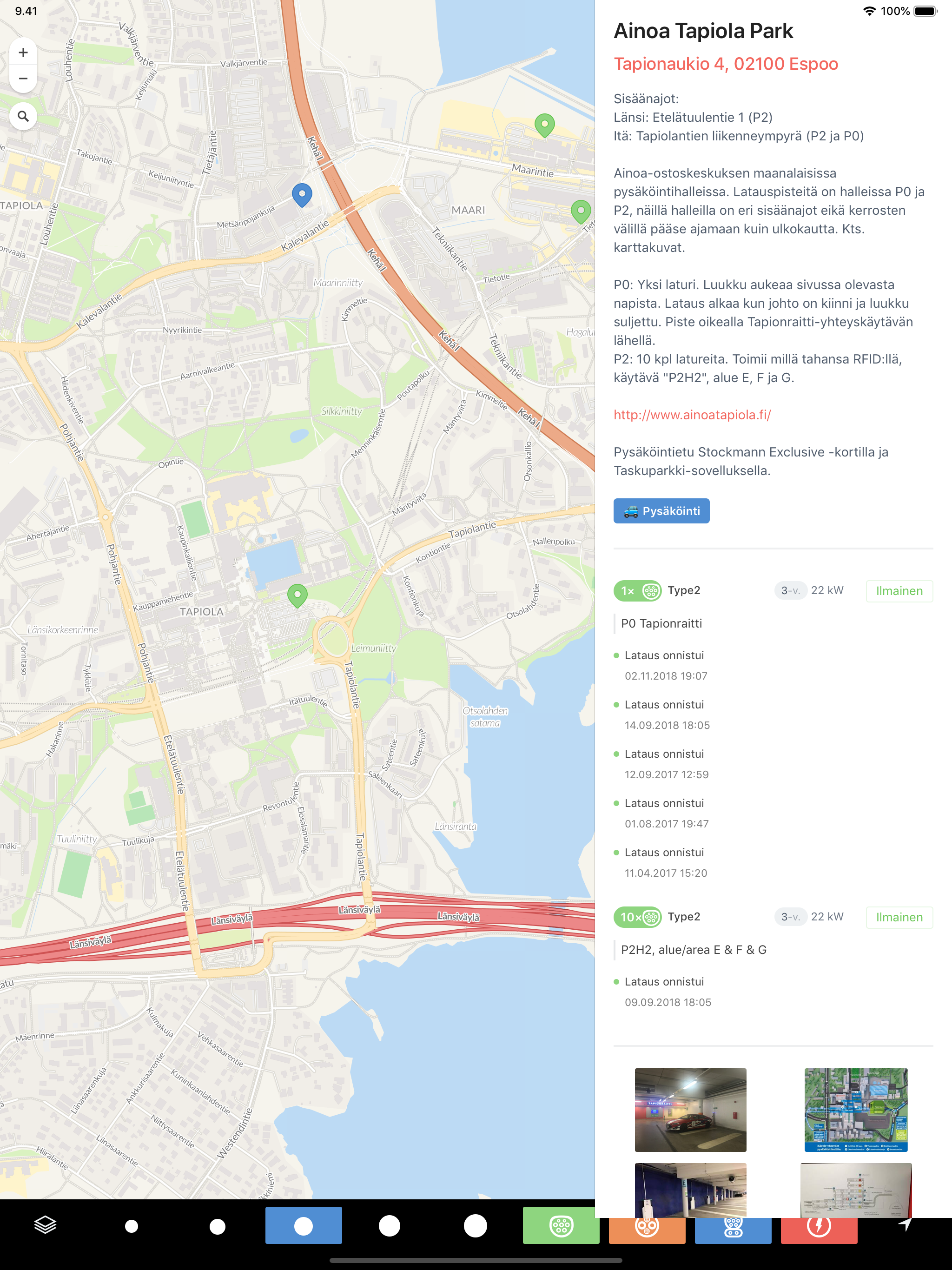 Latauspisteet kartalla