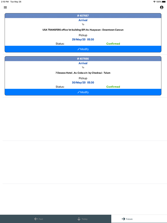 USA Transfers Clients iPad screenshot