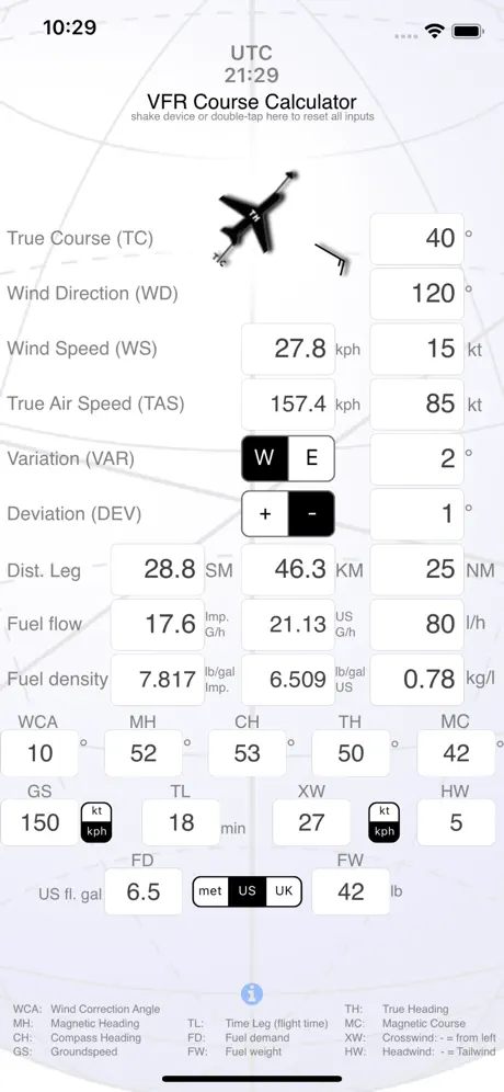 VFR Course Calculator