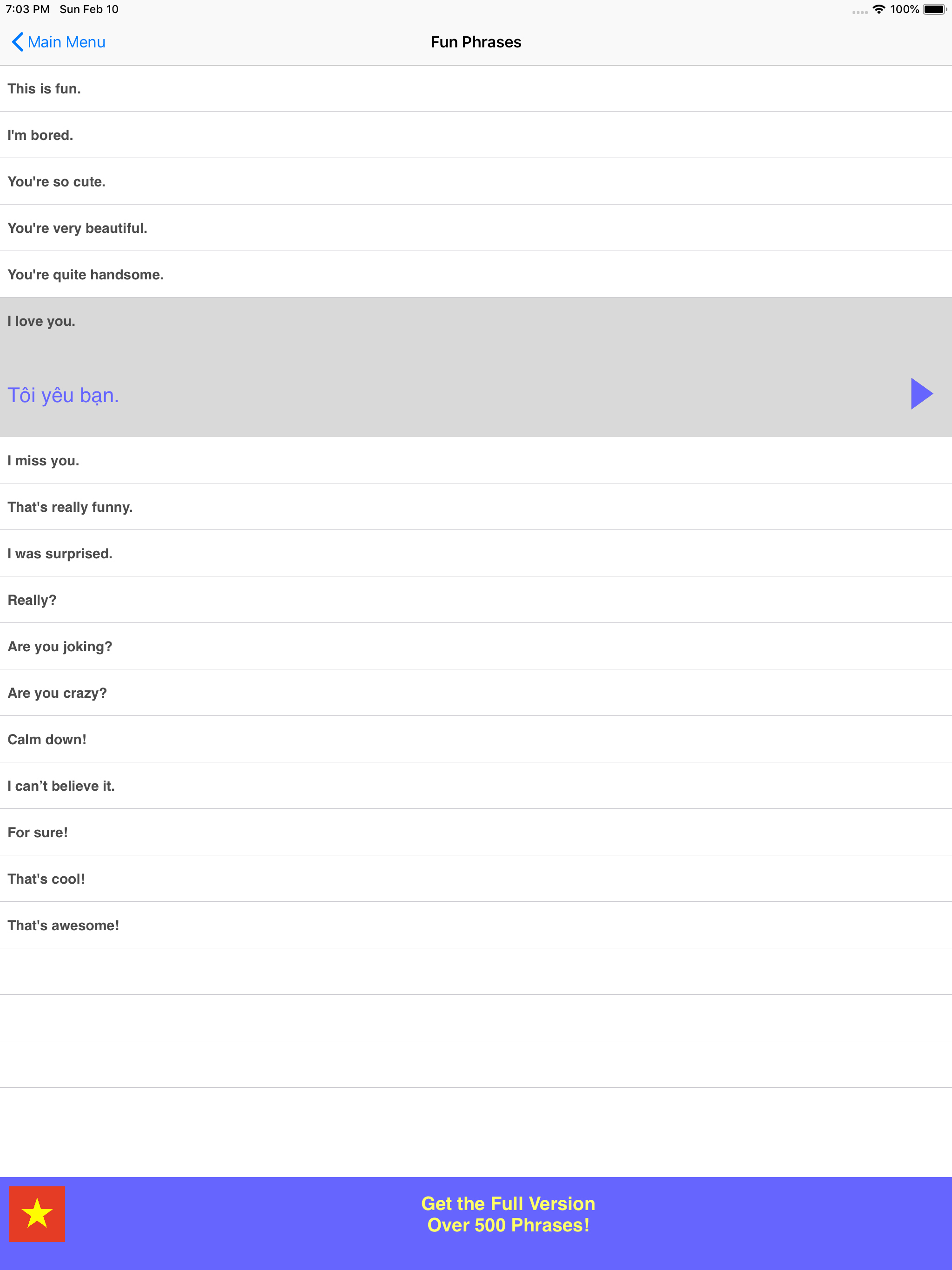 Speak Vietnamese Phrases Lite screenshot 10